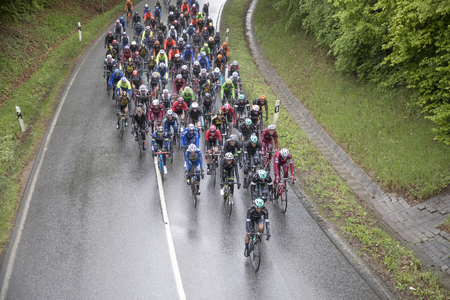 BAD SODEN, GERMANY -MAY 1, 2017: cyclists at  EschbornâFrankfurt â Rund um den Finanzplatz race. It is an annual semi classic cycling race in Germany, starting in Eschborn and finishing in Frankfurt.のeditorial素材