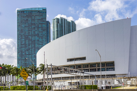 MIAMI, USA - AUG 29, 2014: American Airlines Arena. Home of the Miami Heat basketball team.のeditorial素材