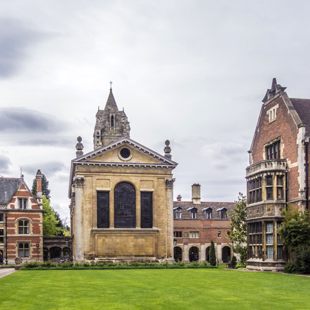 old court of Pembroke College in the University of Cambridge, England.のeditorial素材