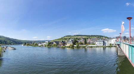 TRABEN-TRARBACH, GERMANY - MAY 25, 2017: people enjoy visiting the old town of Traben-Trarbach with its famous art deco and half timbered houses.のeditorial素材
