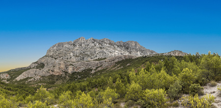 famous mount sainte-victoire in the provence, the Cezanne mountainの写真素材