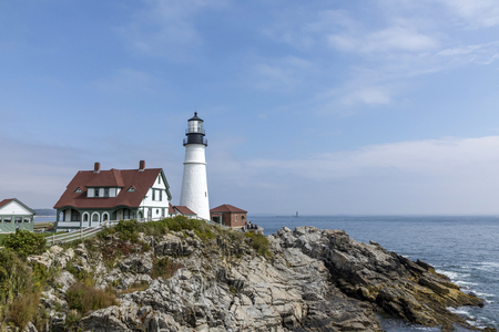 famous lighthouse in Portland, Maine, USAの写真素材