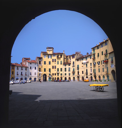 market place of Lucca in Tuscany, Italyのeditorial素材
