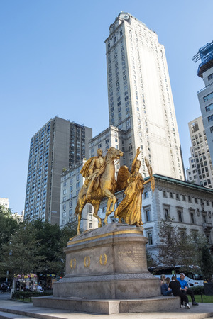 NEW YORK, USA - OCT 4, 2017: General William Tecumseh Sherman Monument Statueのeditorial素材