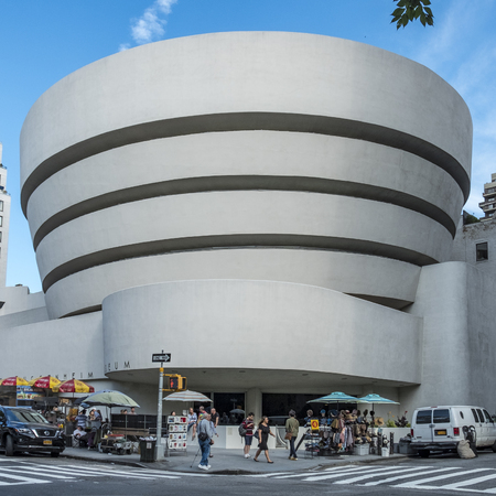 NEW YORK, USA - OCT 6, 2017:  Solomon R. Guggenheim Museum is the permanent home of a continuously expanding collection of Impressionist, Post-Impressionist, early Modern and contemporary artのeditorial素材