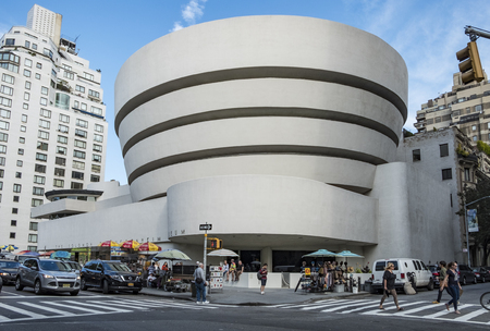 NEW YORK, USA - OCT 6, 2017:  Solomon R. Guggenheim Museum is the permanent home of a continuously expanding collection of Impressionist, Post-Impressionist, early Modern and contemporary artのeditorial素材