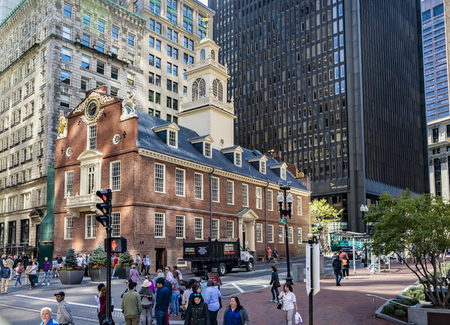 BOSTON, USA - SEP 12, 2017:  Old State House, It served not only as the State House for the seat of government in Massachusetts, but was later also City Hall for Boston.のeditorial素材