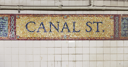 NEW YORK, USA - OCT 5, 2017: old metro sign in art nouveau style canal street in new yorkのeditorial素材