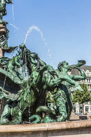 Fountain with a name Mendebrunnen in Leipzig, downtown, Germany, summerの写真素材