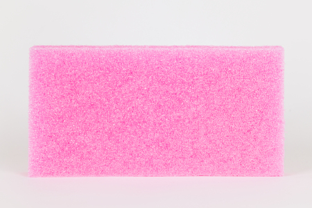 detail of pink plastic packing material isolated on whiteの写真素材