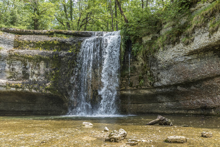 Cascades du Herisson, Waterfalls of the Herisson in the French Juraの写真素材