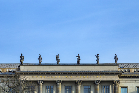 BERLIN, GERMANY - APR 2, 2016: Beautiful Humboldt university in Berlin,Germany. The university is located located in Berlins Mitte district (Unter den Linden boulevard).のeditorial素材