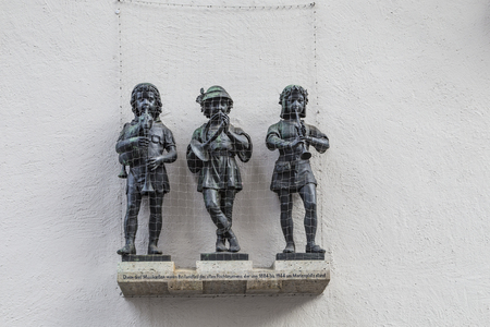 3 musicians from the former fish fountain in Munich, Germany. The fish fountain was destroyed in 1944.のeditorial素材
