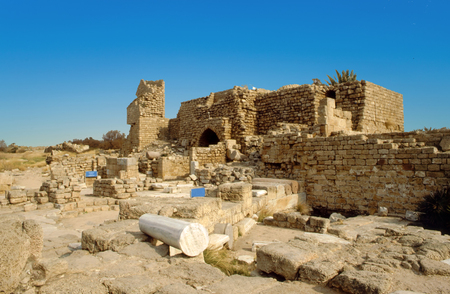Ruins of a fortress, Israel historical site in the Judean desert.の写真素材