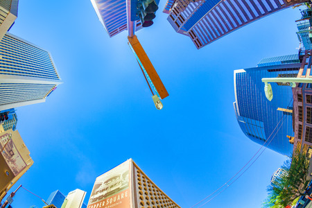 PHOENIX, USA - JUNE 14, 2012: perspective of skyscrapers corner San Carlos Monroe street  in Phoenix, Arizona. The famous San Carlos was inaugurated in 1927.のeditorial素材