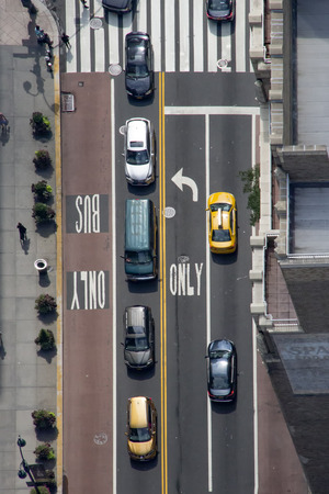 aerial of street scene in Manhattan, New Yorkの写真素材