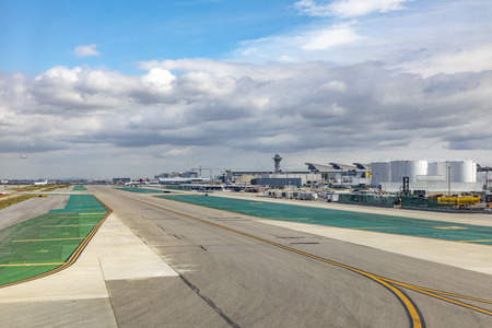 aircraft in landing approach at Los Angeles international airport, USA