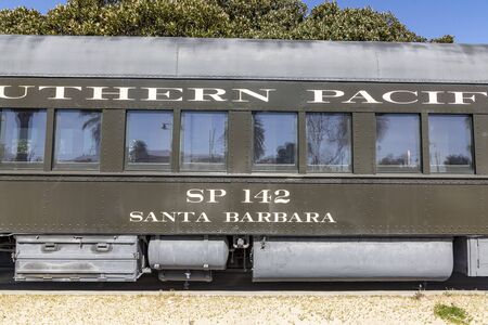 SANTA BARBARA, USA - MAR 16, 2019: old vintage train wagon from the Southern pacific company at...