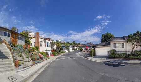 LOS ANGELES, USA - MAR 5, 2019: Beautiful living area in Crenshaw. Crenshaw District, is a neighborhood in the South Los Angeles region of Los Angeles, California.のeditorial素材
