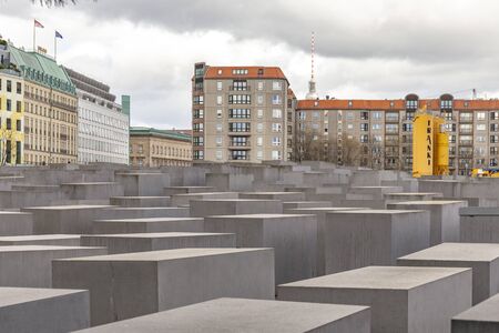 BERLIN, GERMANY - MAR 25, 2019:  View of Jewish Holocaust Memorial, in Berlin Mitte, Germany.のeditorial素材