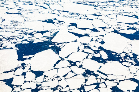 aerial of frozen glacier in Alaska, USA