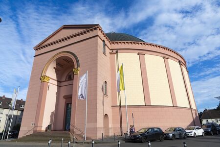 Darmstadt, Germany - June 5, 2019: outside view to catholic St. Ludwig church in Darmstadt, Germany.のeditorial素材