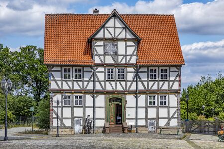 Neu Anspach, Germany - Jul 2, 2019: old timbered house at the Hessenpark Open-Air Museum in Neu Anspach.のeditorial素材