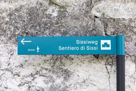 sign Sissiweg in Merano, Italy. Queen Sissi walked that path in her Merano time. It is a touristic...