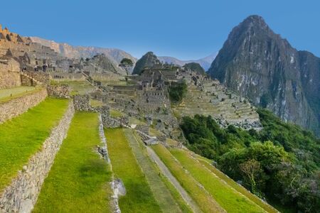 view to famous historic inca village of Maccu Piccuの写真素材