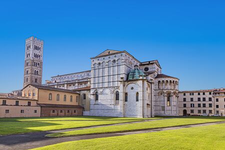 famous cathedral San Martini in Lucca, Tuscany, Italyの写真素材