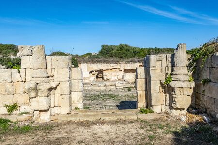 Taula - megalithic ruins. Talaiot de Dalt near Mahon town, Minorca, Spainの写真素材