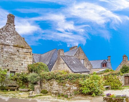 beautiful houses in Locronan, Brittany, Franceの写真素材