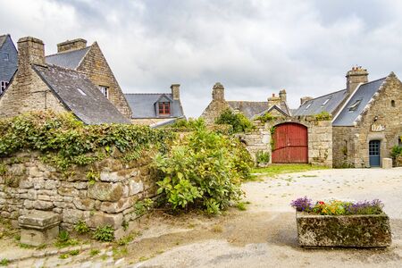 beautiful houses in Locronan, Brittany, Franceの写真素材