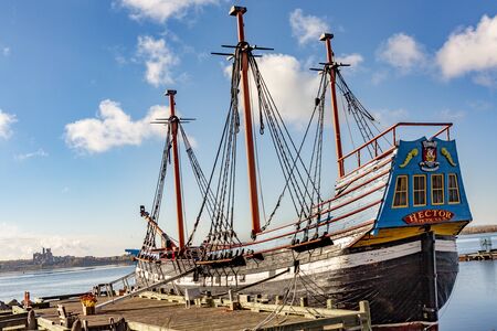 Pictou, Canada - October 21, 2018: The Hector, Pictou NS replica is open for tourists at Hector Heritage Quay.のeditorial素材