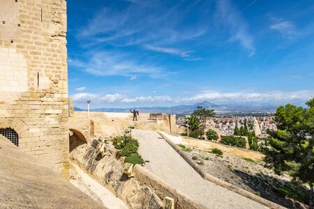 Fortress of Santa Barbara in Alicante, sunny summer day, Spainのeditorial素材