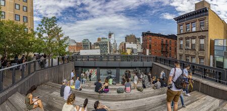 New York, USA - October 7, 2017: people walking at the Washington Heights  in Manhattan, New York, USA.のeditorial素材