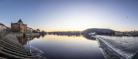 scenic view to river Vltava in Pragueのeditorial素材