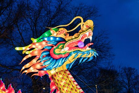 Cologne, Germany - January 19, 2020: CHINA LIGHT-FESTIVAL from DECEMBER, 7th 2019 TO JANUARY, 19th 2020 at Cologne Zoo.のeditorial素材