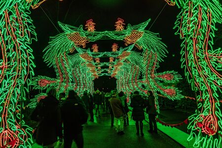 Cologne, Germany - January 19, 2020: CHINA LIGHT-FESTIVAL from DECEMBER, 7th 2019 TO JANUARY, 19th 2020 at Cologne Zoo.のeditorial素材