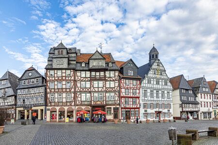 Photo for Butzbach, Germany - January 17, 2020: scenic view to historic market place in Butzbach, Hesse, Germany. - Royalty Free Image