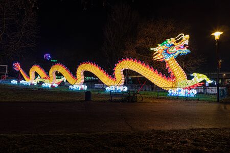 Cologne, Germany - January 19, 2020: CHINA LIGHT-FESTIVAL from DECEMBER, 7th 2019 TO JANUARY, 19th 2020 at Cologne Zoo.のeditorial素材