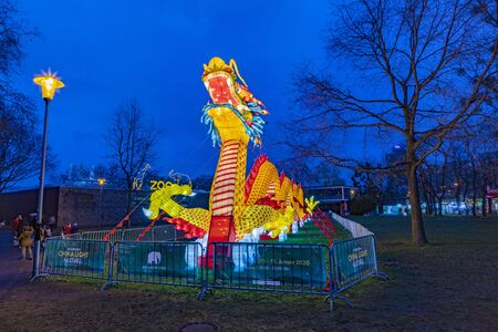 Cologne, Germany - January 19, 2020: China Light-Festival from December, 7th 2019 to January 19th 2020 at Cologne Zoo.のeditorial素材