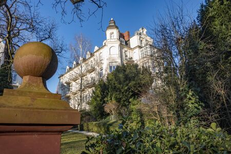 Wiesbaden, Germany - January 21, 2020: old villa at the Parkstrasse in Wiesbaden, a historic street with old villas from the 18th century.のeditorial素材
