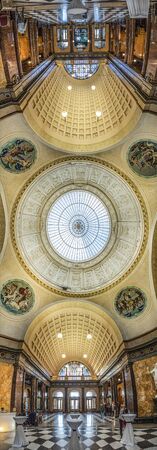 Wiesbaden, Germany - January 21, 2020: inside the Wiesbaden casino with famous art nouveau ceiling in the entrance hall.のeditorial素材