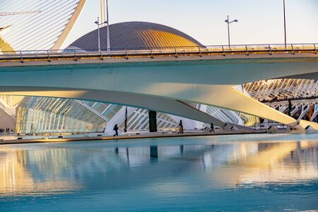 Valencia, Spain - January 4, 2019: Modern city landmark of the city of Valencia - the park complex Ciudad de las Artes y las Ciencias, Valencia, Spain.のeditorial素材