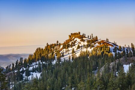 snow on Mount Lassen in the Lassen volcanic national park
