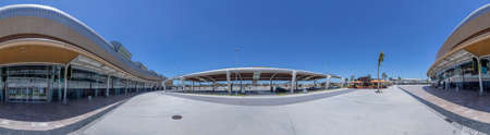 Faro, Portugal - June 20, 2020: terminal of Faro airport without tourists due to Corona shutdown in Portugal.のeditorial素材