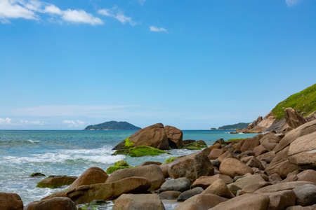 view to beach in saquinho in Santa catalina region, Florianopolis in Brazilの写真素材