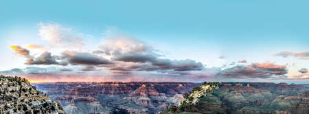 scenic panorama of grand canyon at south rimin sunsetの写真素材