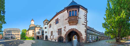 Buedingen, Germany - January 22, 2020: scenic view to old castle of Budingen, Germany.のeditorial素材